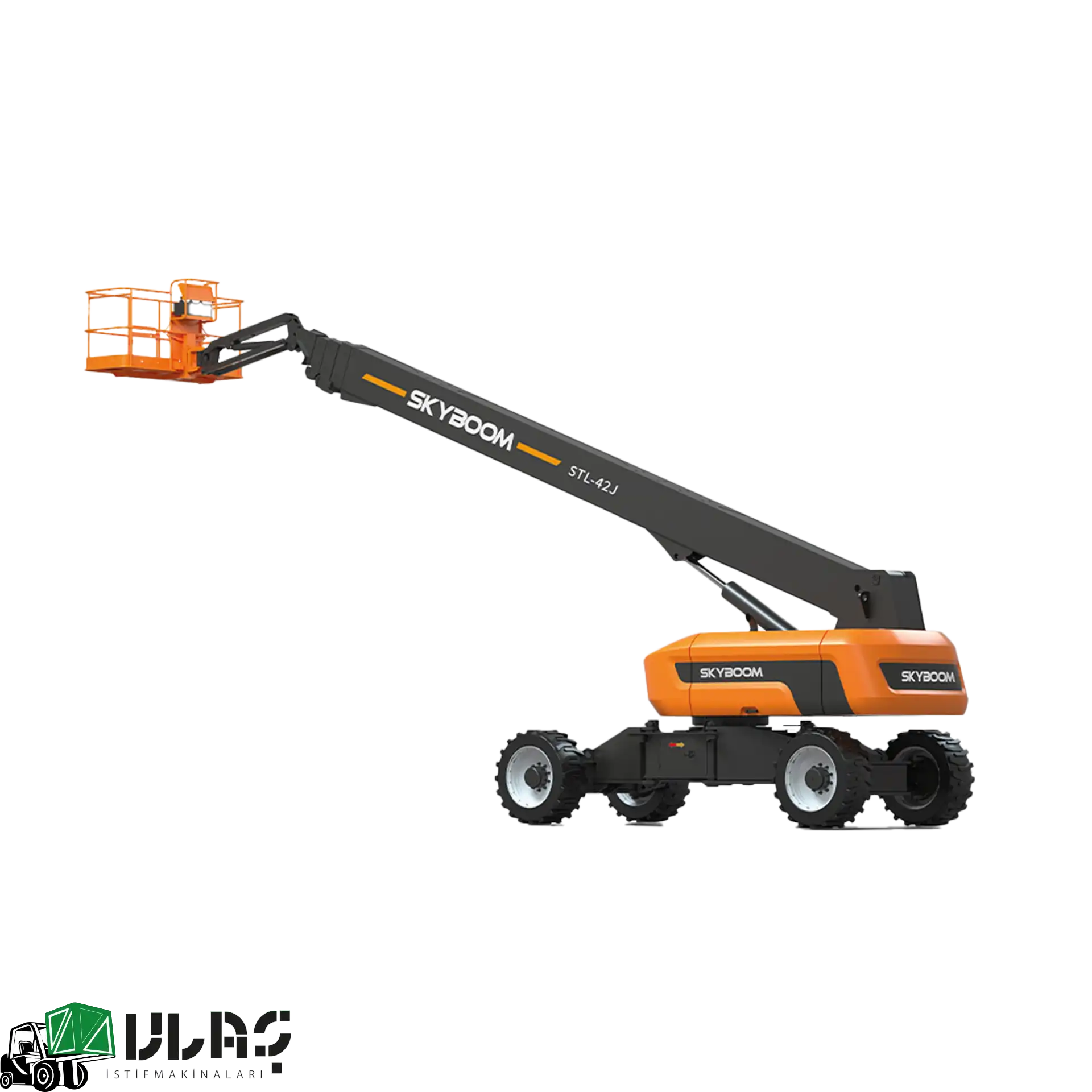 44 metre çalışma yüksekliğine sahip dizel teleskopik bomlu platform — Ulaş İstif Makinaları tarafından üretilen, güçlü Cummins motoru, 4×4 çekiş sistemi ve geniş yatay erişim kapasitesiyle ağır hizmet tipi endüstriyel bakım, montaj ve inşaat projeleri için tasarlanmış profesyonel teleskopik platform görseli.